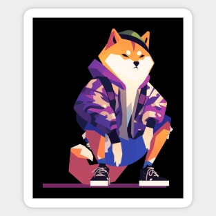 Cool Shiba in the City Sticker